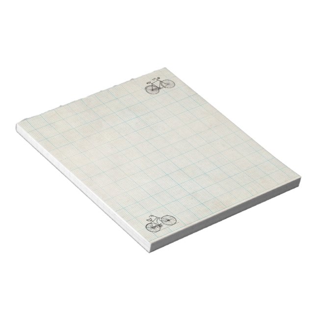 grid paper with vintage bicycles notepad (Angled)