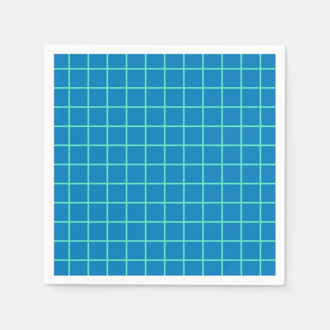 Grid Pattern in Blue and Mint Green Napkin (Front)
