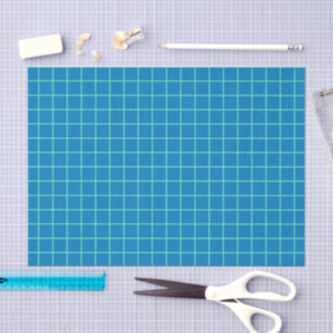 Grid Pattern in Blue and Mint Green Tissue Paper