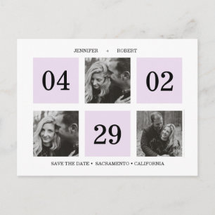 Grid Photo Collage    Lavender   SAVE THE DATE Announcement Postcard
