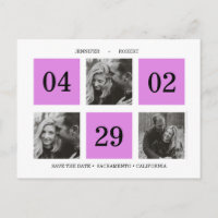 Grid Photo Collage | Neon Purple | SAVE THE DATE