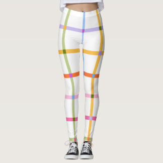 Grid Print Plaid Leggings Female Fitness Leggins