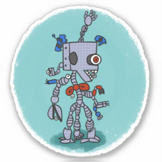 Grid Robot Comic Book Style Sticker