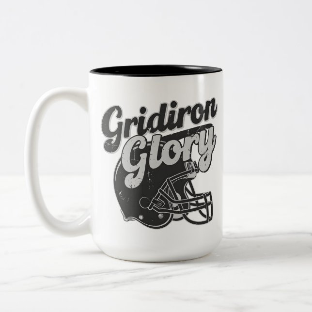 Gridiron Glory Football Two-Tone Coffee Mug (Left)