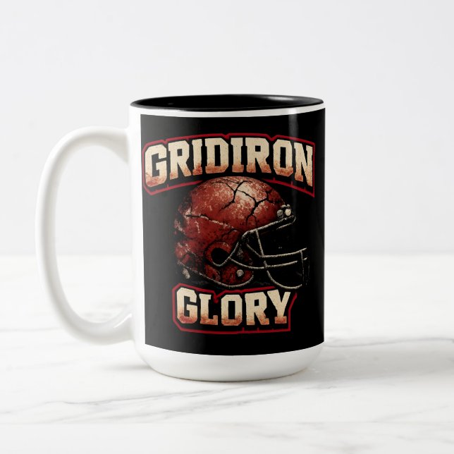 Gridiron Glory Football Two-Tone Coffee Mug (Left)
