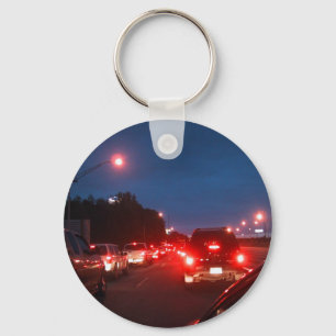 Gridlock / Traffic Jam At Twighlight As Cars Are D Keychain