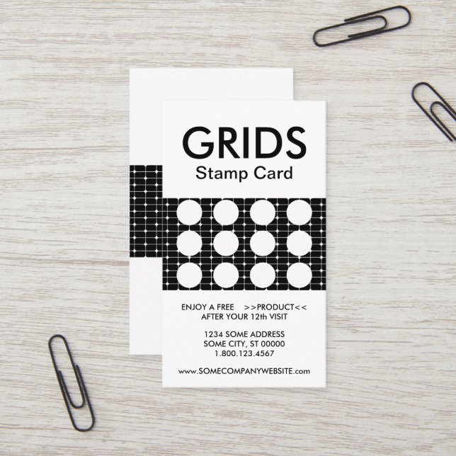 grids stamp card (colour customizable) (Front/Back In Situ)