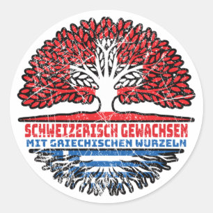 Griechenland Griechisch Schweizer Schweiz Baum Classic Round Sticker