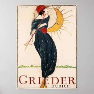 GRIEDER ZURICH par Charles Loupot Art Déco Vintag