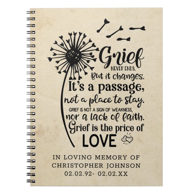 Grief Never Changes... Grief Keepsake Journal (Front)
