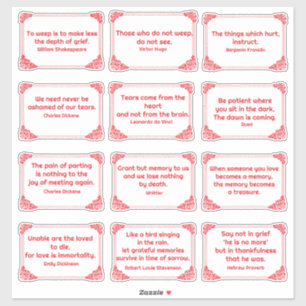 Grief Quotes in Rose Corner Frame Red White 