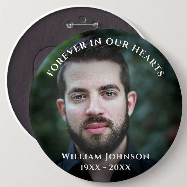 Grief Remembrance Celebration Of Life Custom Photo 6 Inch Round Button (Front & Back)