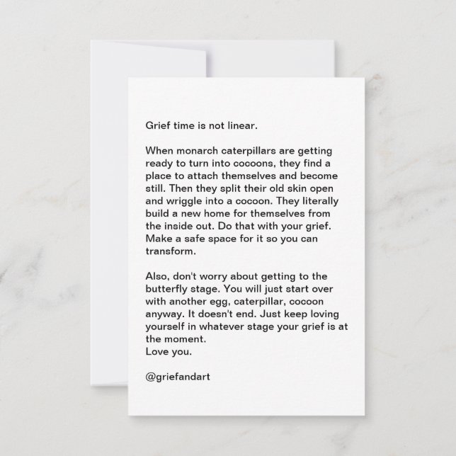 Grief time is not linear (affirmation card) card (Back)