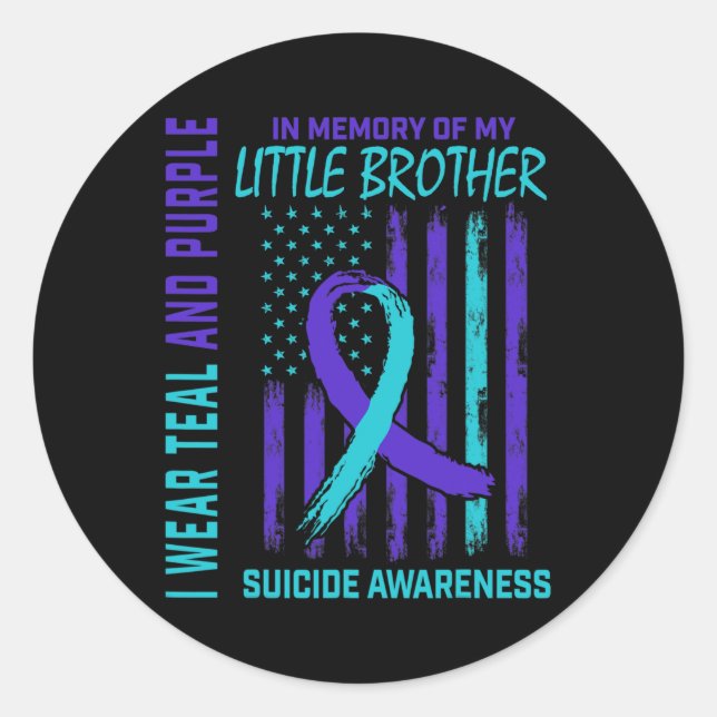Grieving Gifts Loss Of Little Brother Suicide Awar Classic Round Sticker (Front)