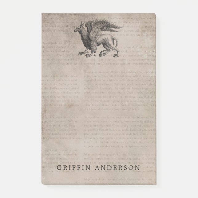 Griffin Creature Vintage with Name Post-it Notes (Front)