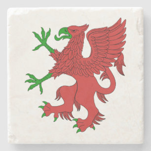Griffin in Red and Green Stone Coaster