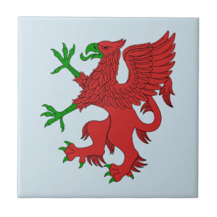 Griffin in Red and Green Tile