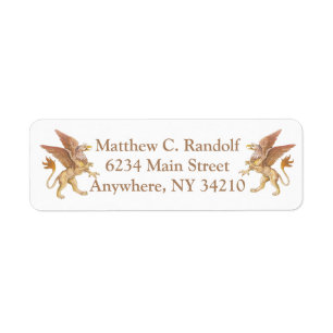 Griffin, monster, return address label