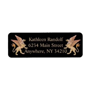Griffin, monster, return address label