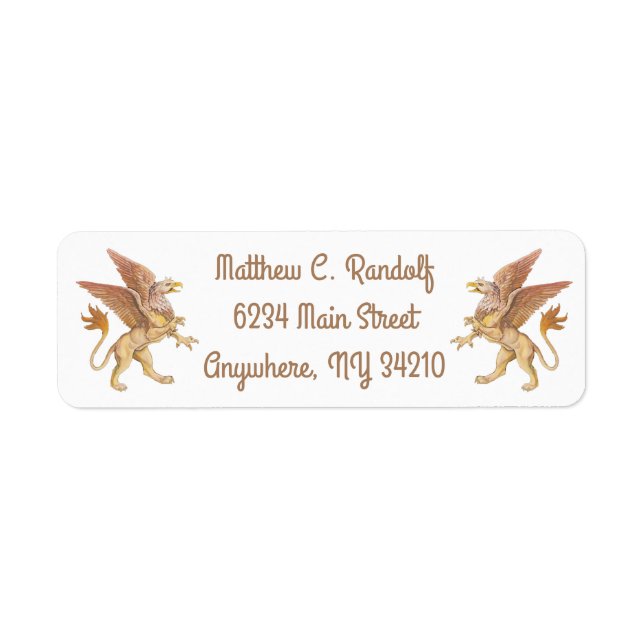 Griffin, monster, return address label (Front)