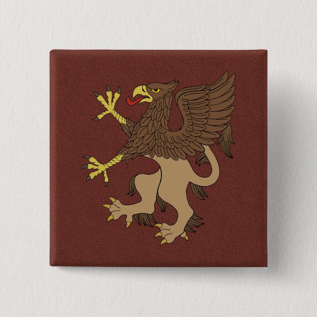 Griffin Rampant 2 Inch Square Button (Front)