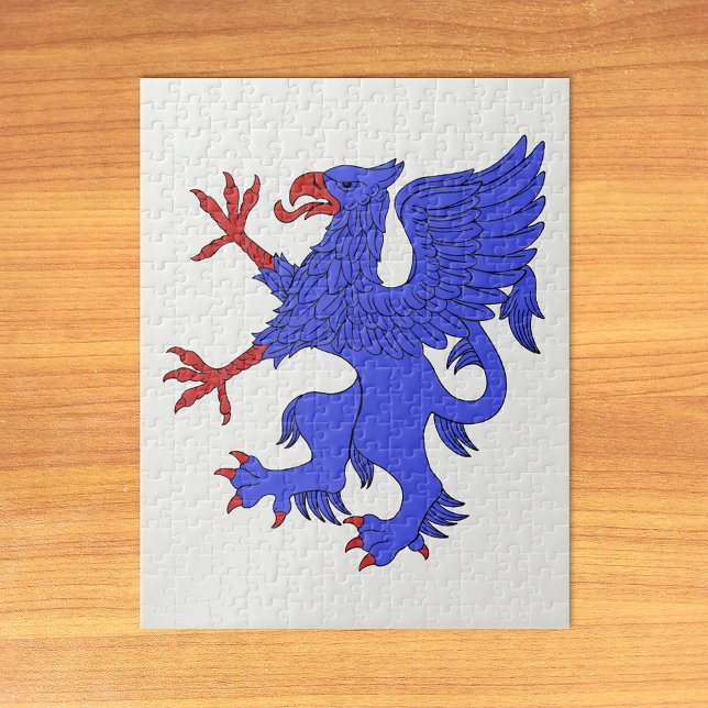 Griffin Rampant Azure Jigsaw Puzzle (Griffin Rampant Azure Jigsaw Puzzle on Table)
