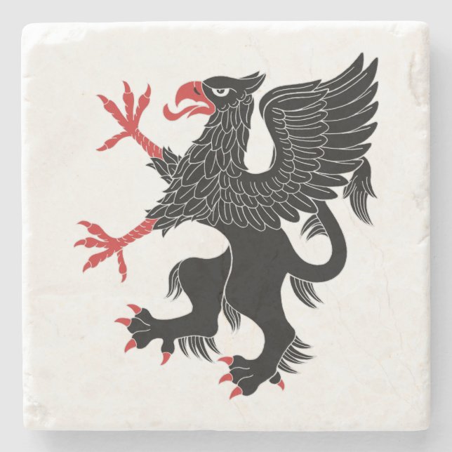 Griffin Rampant Sable Stone Coaster (Front)