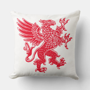 Griffin - Red Throw Pillow