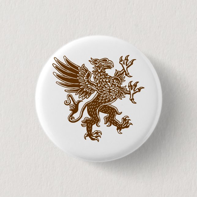 Griffin - Walnut Brown 1 Inch Round Button (Front)