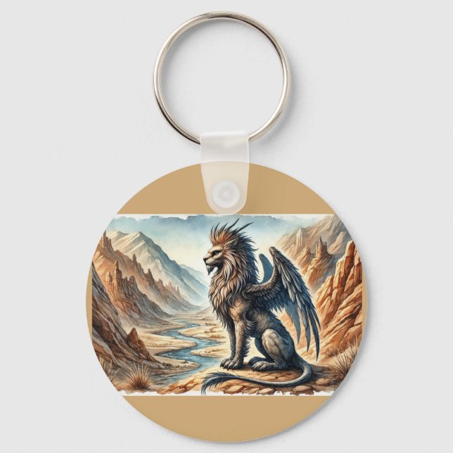 Griffins, Dragons, & Desolate landscapes Keychain (Front)