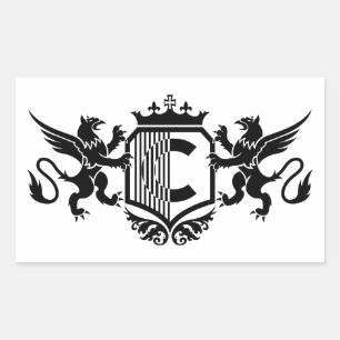 Griffins flanking a shield with the letter "C" Sticker