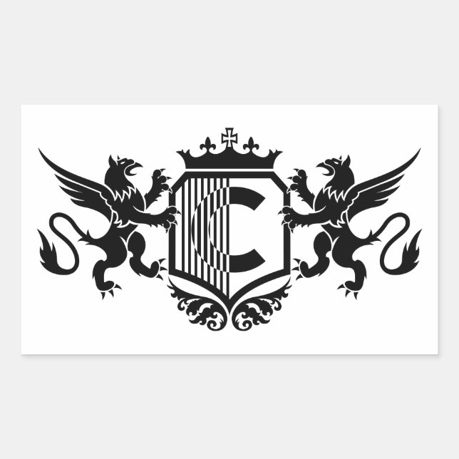 Griffins flanking a shield with the letter "C" Sticker (Front)