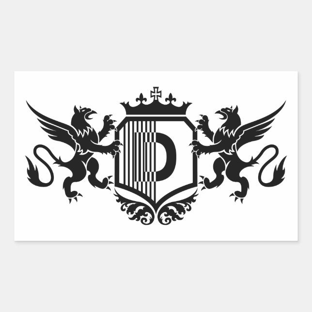 Griffins flanking a shield with the letter "D" Sticker (Front)