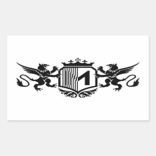 Griffins flanking a shield with the letter "M" Sticker