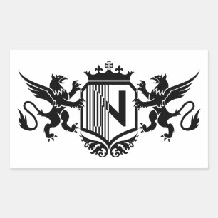Griffins flanking a shield with the letter "N" Sticker