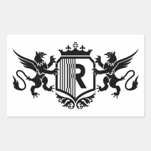 Griffins flanking a shield with the letter "R" Sticker