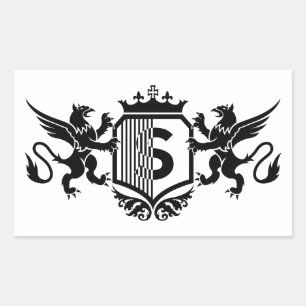 Griffins flanking a shield with the letter "S" Sticker