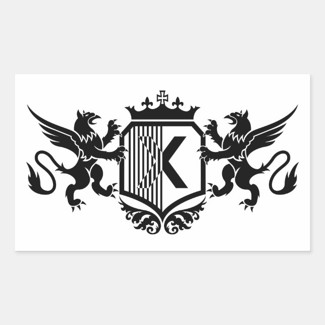 Griffins flanking a shield with the letter "X" Sticker (Front)
