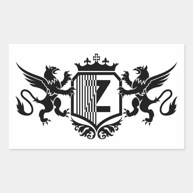 Griffins flanking a shield with the letter "Z" Sticker (Front)