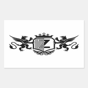 Griffins flanking a shield with the letter "Z" Sticker