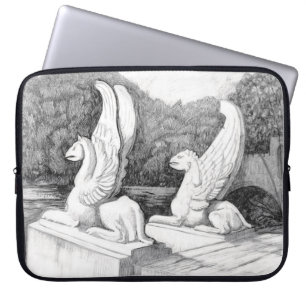 Griffins sculpture monochrome pencil Art Laptop Sleeve