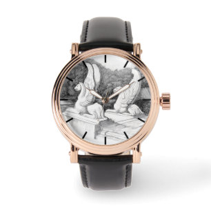 Griffins sculpture monochrome pencil Art Watch