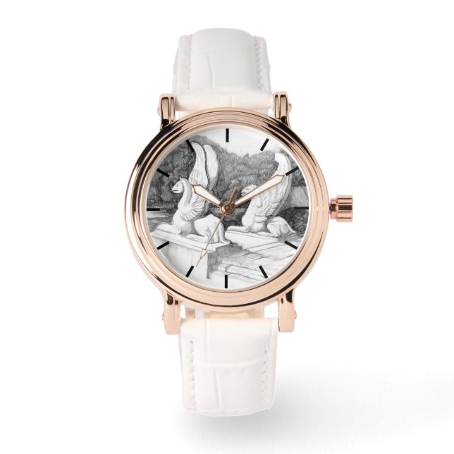 Griffins sculpture monochrome pencil Art Watch (Front)