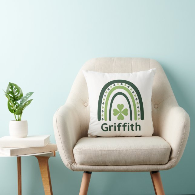 Griffith Clover Boho Rainbow Throw Pillow (Chair)