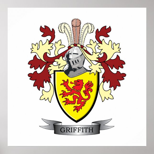 Griffith Family Crest Coat of Arms Poster (Front)