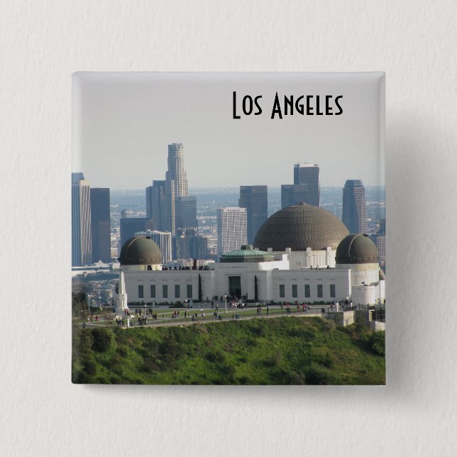 Griffith Observatory and Downtown Los Angeles 2 Inch Square Button (Front)