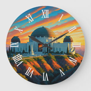 Griffith Observatory Los Angeles Sunset postcard Large Clock