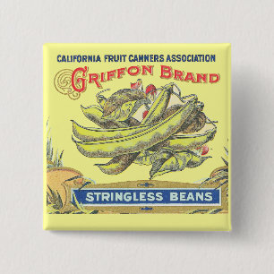 Griffon Brand Beans - Vintage Label 2 Inch Square Button
