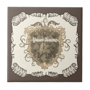 Griffon Family Crest Surname Tile