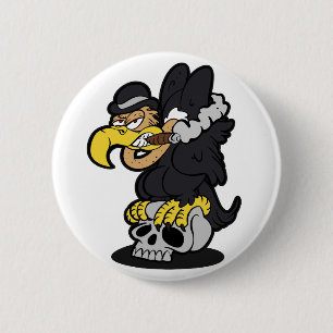 Griffon Vulture cartoon   choose background colour 2 Inch Round Button